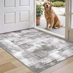 LUMI Ultra Thin Door Mat, 24x36 Non Slip Indoor Doormat Entrance Washable Rugs Entryway Oriental Vintage Soft Carpet for Kitchen Bedroom Front Door, Grey