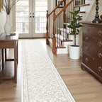 WITSHOCK 2x10 Long Runner Rug for Hallway,Washable Rug Distressed Boho for Bedroom Kitchen Entryway Indoor Entrance,Non Slip Runner Rugs with Rubber Backing,Camel/Beige