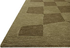 Loloi Leanne Ford Craven Collection CVN-03 Green/Olive 2'-6" x 9'-9" Runner Rug Checkered, Patterned, Neutral, Hallway, Kitchen, Mudroom, and Bathroom