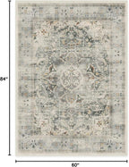 RUGGABLE Washable Vintage Area Rug – Sarrah Sage 5x7, Stain-Resistant, Non-Slip – Medium Machine Washable Rugs for Living Room, Bedroom, Hallway, Entryway & Office–with Cushioned Pad