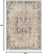 RUGGABLE Washable Vintage Area Rug – Kamran Coral 10x14, Stain-Resistant, Non-Slip – Large Machine Washable Rugs for Living Room, Bedroom, Hallway, Entryway & Office–with Standard Pad