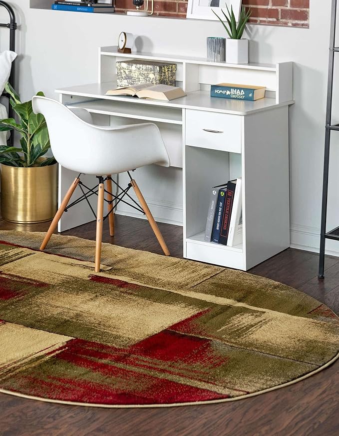 Unique Loom Barista Collection Area Rug - Timor (4' 1" x 6' 1" Oval, Multi/Red)