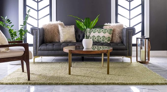 Unique Loom Solo Collection Area Rug - Calabasas (7' 10" x 10' Rectangle, Light Green)