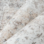 10x12 Washable Vintage Area Rug for Living Room Bedroom Beige Grey Soft Tranditional Non Slip Large Throw Rug Lightweight Floral Low Pile Distressed Carpet Bedroom Playroom Classroom Office