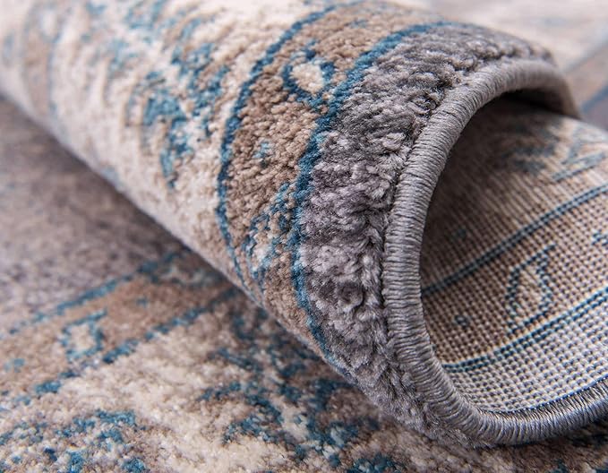 Unique Loom Salzburg Collection Classic Traditional Design Oriental Inspired Border Area Rug (3' 3 x 5' 3 Rectangular, Gray/Beige)