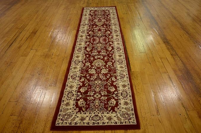 Unique Loom Sialk Hill Collection Area Rug - Washington (2' 7" x 10' Runner Burgundy/Cream)