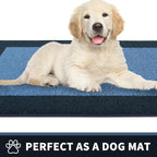 PURRUGS Dirt Trapping Door Mat 24" x 70", Non-Slip/Skid Machine Washable Entryway Rug, Shoes Scraper, Throw Rug, Super Absorbent Area Rug for Muddy Wet Shoes and Paws, Light Blue & Navy