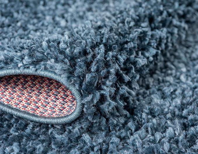 Unique Loom Davos Shag Collection Area Rug - Solid (2' 7" x 13' 1" Runner, Marine Blue)