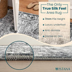 Istana Stylish 10x14 Foldable Machine Washable Dark Grey Area Rugs