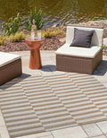 Unique Loom Outdoor Striped Collection Area Rug - Striped (6' 1" Square Taupe/Ivory)