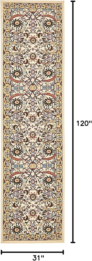 Unique Loom Espahan Collection Area Rug - Cape Cod (2' 7" x 10' Runner, Cream/ Black)