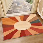 70s Rugs for Living Room -Retro Sun Rug, 4x5 ft, Mid Century Sun Area Rug, Red and Orange Washable Rugs for Living Room Bedroom, Boho Retro 70s Home Decor & Gifts