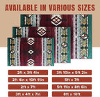 YHSF South West Native American Area Rug C318 - Easy Clean, Thick, Soft, Durable Native Tribal American Indian Inspired Rug for Bedroom/Living Room and More - Burgundy, 3 ft 10 in x 5 ft 2 in