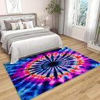 Tie Dye Rugs for Bedroom -Mandala Hippie Rug, 5x8 ft, Colorful Psychedelic Area Rug, Blue and Pink Abstract Washable Non-Slip Stain Resistant, Multicolor Tie Dye Home Decor & Gifts