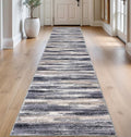 Modern Abstract Runner Rug 14' x 2'7'' (Runner), Grey, 0.32 Inch Thick, Non-Slip, Machine Washable, Faux Wool