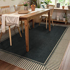 Moynesa Striped Border Easy Jute Outdoor Rug 8x10, Washable Indoor Outdoor Patio Area Rugs for Living Room Non Slip, Modern Classic Farmhouse Carpet for Dining Room Table, Black
