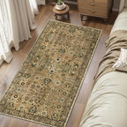 2x4 Washable Rug for Entryway, Vintage Floral Rug Non Slip Small, Indoor Front Door Runner Rugs, Print Distressed Brown Door Mat Carpet, Soft Low Pile for Entrance Kitchen Bedroom Bathroom