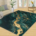 2x4 Abstract Marble Runner Rug for Hallway - Emerald-Green-Marble Kitchen Mat, Luxury Stone Pattern Kitchen Runner Rug Soft Non Slip Anti Fatigue for Laundry Room Indoor Hallways