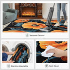 5x6 Poppy Rugs for Office - Retro Florals Art Living Room Carpet, Rustic Flowers Art Bedroom Area Rug Kids Low Pile Rug for Indoor Outdoor Hardwood Floors Home Decor