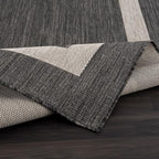 CAMILSON Outdoor Rug 5x7,Modern Outside Rugs for Patios Porches Waterproof Durable Washable Non-Shedding, Easy-to-Clean Indoor Outdoor Area Carpet (5 x 7, Bordered - Dark Gray/Light Gray)