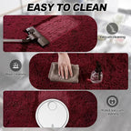 Burgundy Plush Rug for Living Room Fuzzy Carpet for Bedroom Dorm, Non-Slip High Pile Rug, Shag Rug for Playroom Nursery Home Office Decor 6X9 Ft