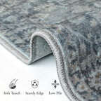 GENIMO 8x10 Area Rugs for Living Room, Machine Washable Non Slip Vintage Rugs, Low Pile Lightweight Chenille Print Rug for Bedroom, Dining Room, Home Office, Ashen Taupe