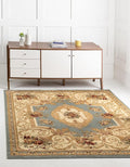 Rugs.com Chateau Collection Rug – 8 Ft Square Light Blue Medium Rug Perfect for Living Rooms, Kitchens, Entryways