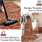 Wonnitar Moroccan Washable Area Rug, 3x5 Non-Slip Rugs for Living Room, Geometric Tribal Kitchen Entry Throw Mat, Soft Low Pile Non-Shedding Carpet for Bedroom Apartment Dorm (Brown,3'x5')