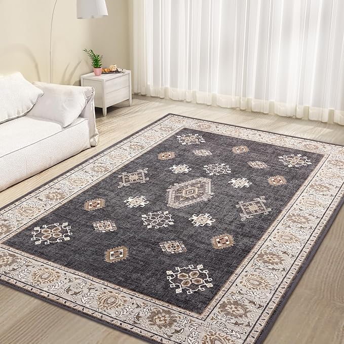 ILANGO Area Rugs 3'x5' Non Slip for Entry Indoor Vintage Washable Rugs for Laundry Entryway Hallway Ultra-Thin Low-plie Floor Carpet for Bedroom Living Room Kitchen