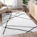 YIHOUSE 5x7 Washable Living Room Rug - Modern Abstract Black and White Area Rug Non-Slip for Bedroom Home Office (Geometric, 5'x7'ft)