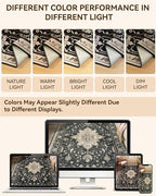 Area Rugs 2'x8' Washable Non-Slip, Floral Vintage Distress Print Pattern Medallion Carpet for Living Room Bedroom Dining Room, Black Brown Neutral Dark Tan