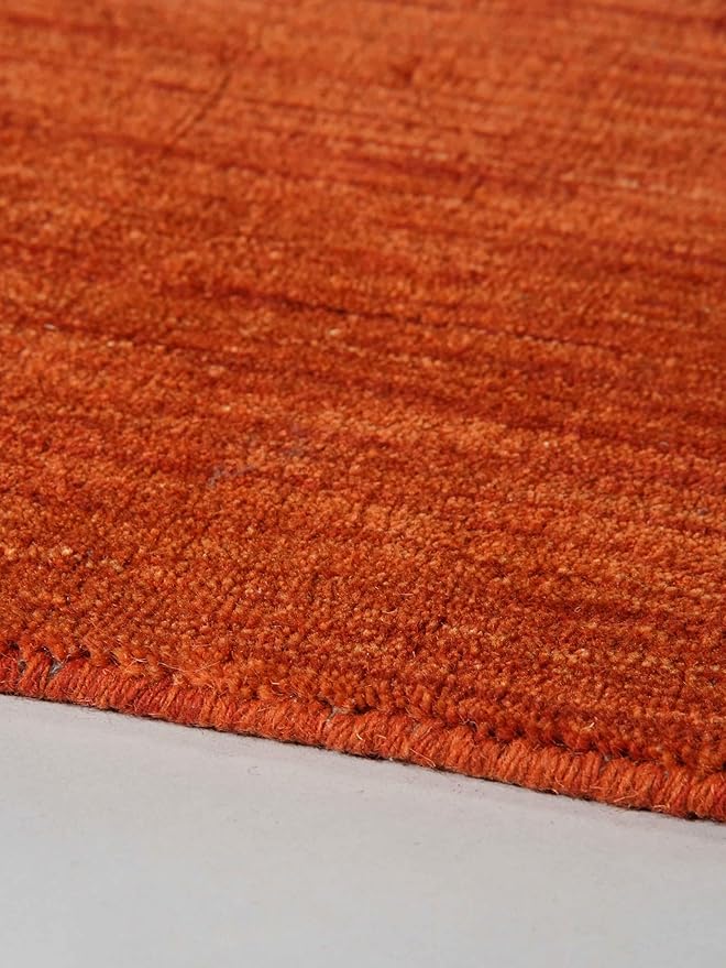 Hand Knotted Loom Wool ECO-Friendly Area Rugs - 3'x5', Rectangle, Light Red Color, Solid Plain Design, High Pile Handmade Anti Skid Area Rugs for Living Room, Bed Room (L00111)