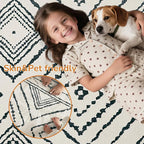 Area Rug 3x5 Rug Machine Washable Non-Slip Low Pile Print Pattern Western Rug for Living Room Bedroom Entryway Tribal Series -Navywhite/Black