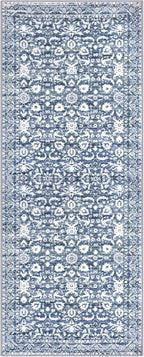 Vintage Floral 2x6 Runner Rug, Light Blue White Washable Kitchen Runner Rug Non-Slip Hallway Rug Runner Thin Printed Faux Wool Super Soft Carpet for Entryway Bedroom Laundry Room Indoor
