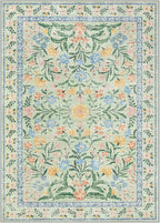 Lahome Washable 5x7 Area Rugs, Boho Pink and Green Floral Living Room Rug Non Slip, Vintage Girls Bedroom Indoor Carpet for Nursery Playroom Kitchen, Green/Multi