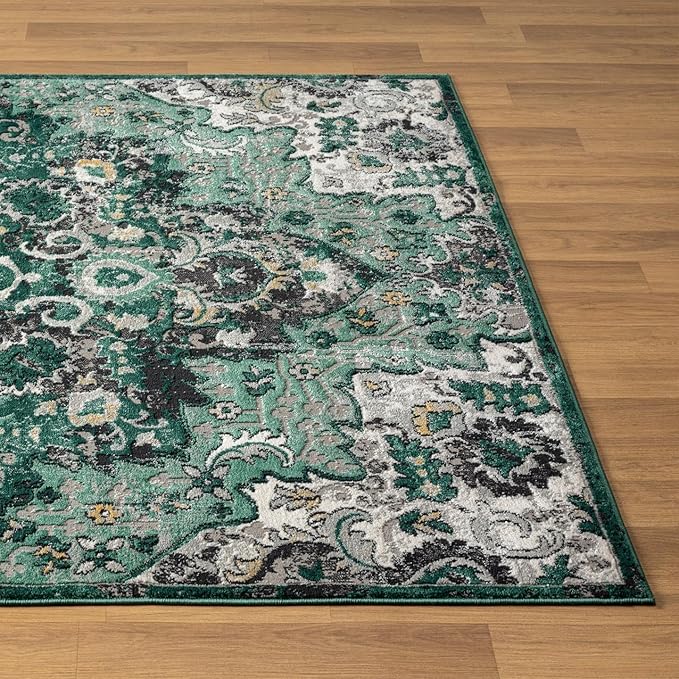 LUXE WEAVERS Moroccan Green 4x5 Medallion Area Rug for Living Rooms