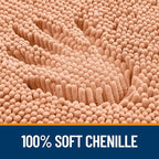 OLANLY Toilet Rugs U-Shaped 24x20, Extra Soft Absorbent Chenille Contour Bathroom Rugs for Toilet, Dry Quickly, Machine Washable, Non-Slip Bath Mat, Peach