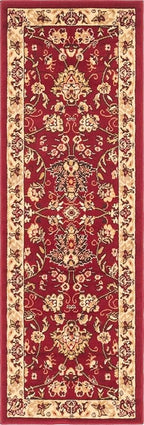 Unique Loom Sialk Hill Collection Area Rug - Washington (2' x 6' 1" Runner Burgundy/Cream)