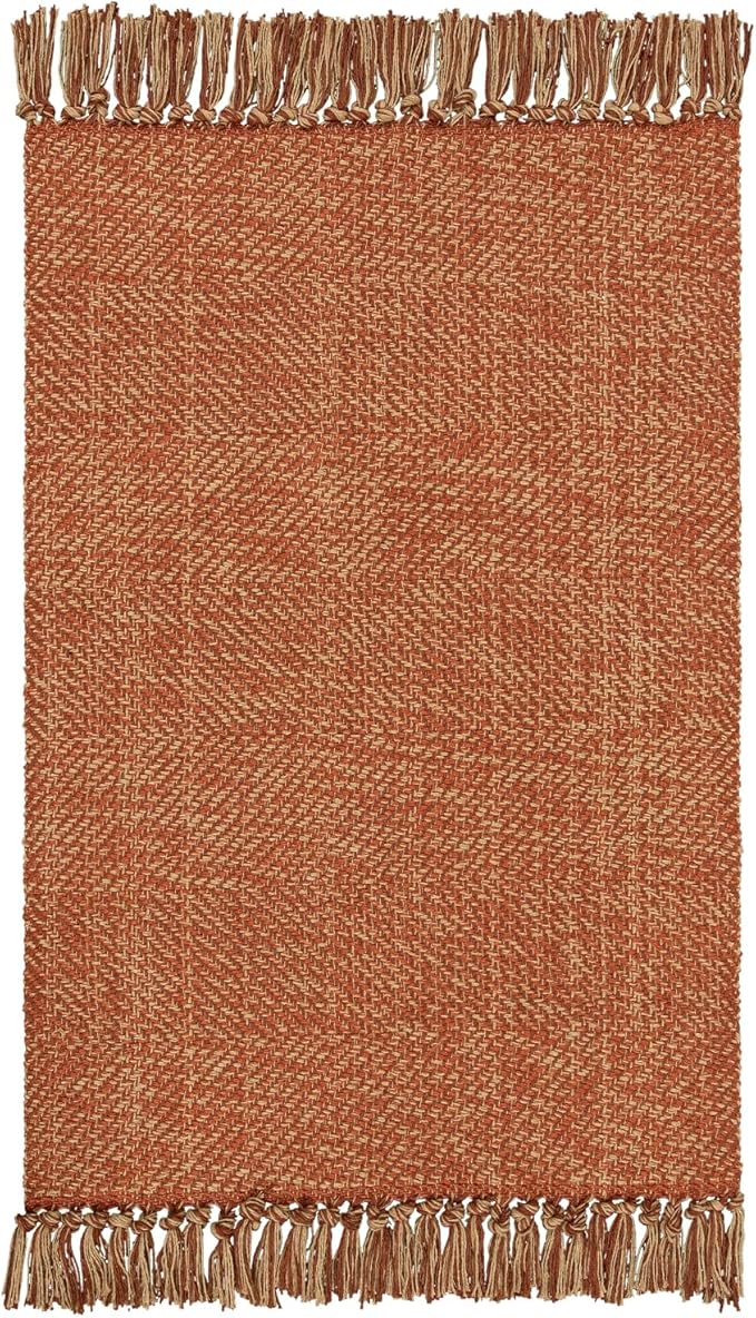 Collive Long Hallway Runner Rug 2.6' x 10', Washable Runner Indoor Entryway Rug, Terracotta Braided Woven Kitchen Runner Rugs Low-Profile Front Door Floor Carpet for Laundry Room Bedroom