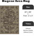 HUGEAR 2x3 Entryway Area Rug Retro Brown Small Rug Machine Washable Door Mat Vintage Floral Low Pile Carpet Distressed Throw Rug Entrance Kitchen Bathroom Bedroom Office Non Slip Soft Lightweight