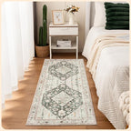 Istana Hallway Runner Rug 2x6 - Light Green/Beige Kitchen Rugs Non Slip Washable -Silk's Soft Touch Carpet Runner - Stylish Rug for Home