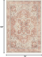 RUGGABLE Washable Area Rug – Kamran Rose Pink 6x9, Stain-Resistant, Non-Slip – Medium Machine Washable Rugs for Living Room, Bedroom, Hallway, Entryway & Office–with Cushioned Pad