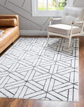 Rugs.com Lattice Trellis Collection Rug – 9' x 12' White Low-Pile Rug Perfect for Living Rooms, Large Dining Rooms, Open Floorplans