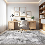 7x9 Area Rug Living Room: Machine Washable Large Abstract Modern Soft Rugs Stain Resistant Indoor Floor Non Slip Accent Carpet for Bedroom Nursery Playroom Office Dining Room Dorm Home- Black Grey
