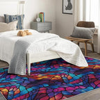 Abstract Rug, 4x7 Rug, Stained Glass Rugs for Living Room Bedroom, Modern Large Area Rug, Washable Rug Non Slip Soft Indoor Carpet, Kids and Pets Friendly, Abstract Home & Room Decor
