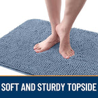 OLANLY Dog Door Mat for Muddy Paws 35x24, Absorbs Moisture and Dirt, Absorbent Non-Slip Washable Doormat, Quick Dry Chenille Mud Mat for Dogs, Entry Indoor Entryway Carpet for Inside Floor, Airy Blue