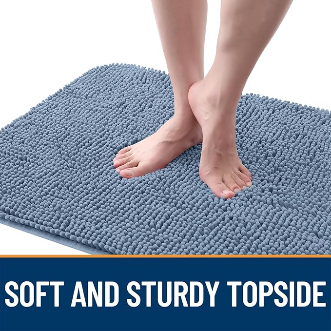 OLANLY Dog Door Mat for Muddy Paws 40x32, Absorbs Moisture and Dirt, Absorbent Non-Slip Washable Doormat, Quick Dry Chenille Mud Mat for Dogs, Entry Indoor Entryway Carpet for Inside Floor, Airy Blue