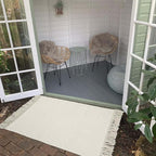 Collive Small Bathroom Rug, 2' x 3' Hand-Woven Low Profile Front Entryway Rug, White/Beige Cotton Reversible Washable Kitchen Mat Modern Farmhouse Carpet for Foyer Bedroom Back Door Decor