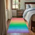 Rainbow Washable 3x5 Area Rugs for Living Room, Thin Low Pile Contemporary Carpet, Non-Slip Base Lightweight Rug