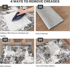 Modern Abstract Runner Rug for Bedroom 2x7, Black Grey Washable Kitchen Runner, Non-Slip Soft Thin Faux Wool Mat for Entryway, Hallway, Laundry Room Indoor